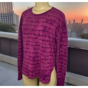 Athleta Sweatshirt Coaster Luxe Pullover Tahiti Vintage Plum Dye Thumb Holes XS